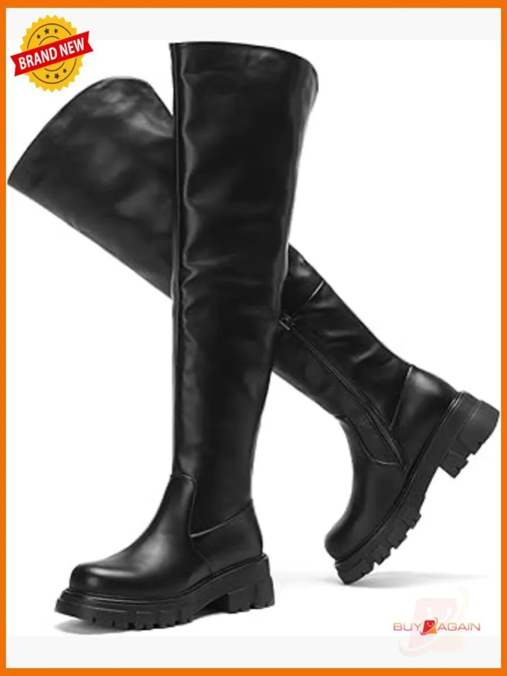 Women's Over-the-Knee Boots Platform Lug Sole Chunky Heel Thigh High